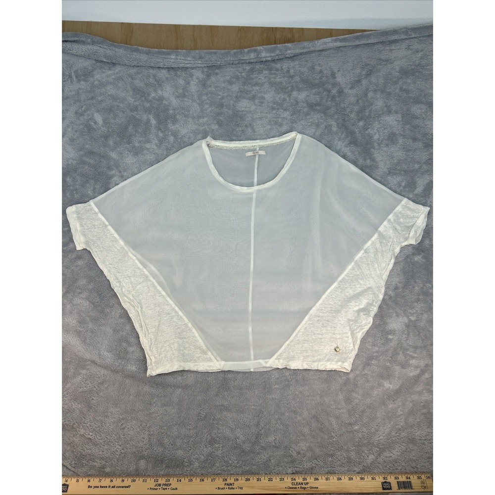 Gaudi Jeans Womens Blouse Modern Cream Linen Accents Boxy‎ Flowing Charm